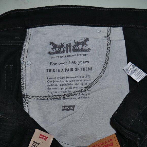 Levis 550 Relaxed Fit Denim Jeans Men's Size 50x29 Solid Black NWT - Picture 11 of 13